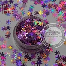 TCA901 Лазерная голографическая блестка персикового цвета, блестящая блестка, форма снежинки, размер 6,0 мм, блестки для дизайна ногтей и самодельных принадлежностей