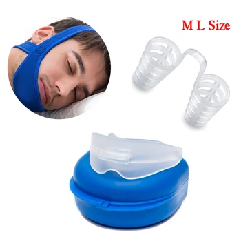 

New Anti Snoring Belt Chin Strap Care Sleep Nasal Dilators Mouth Guard 4PCS Anti-Snore Solutions Set for Men Women