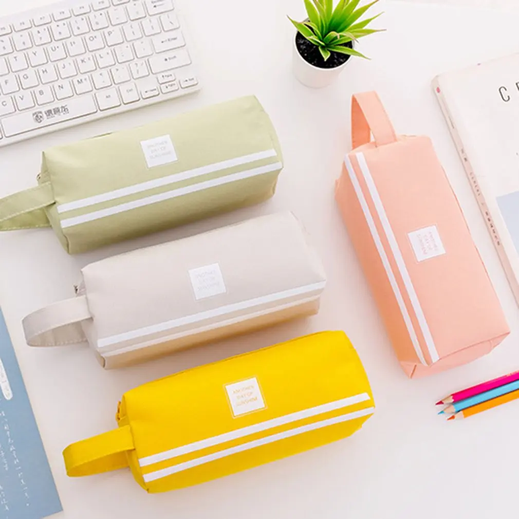 

Double Layers Multifunctional Solid Color School Pencil Bag Pencil Pouch Office Stationery Oxford Cloth Pencil Case Bag