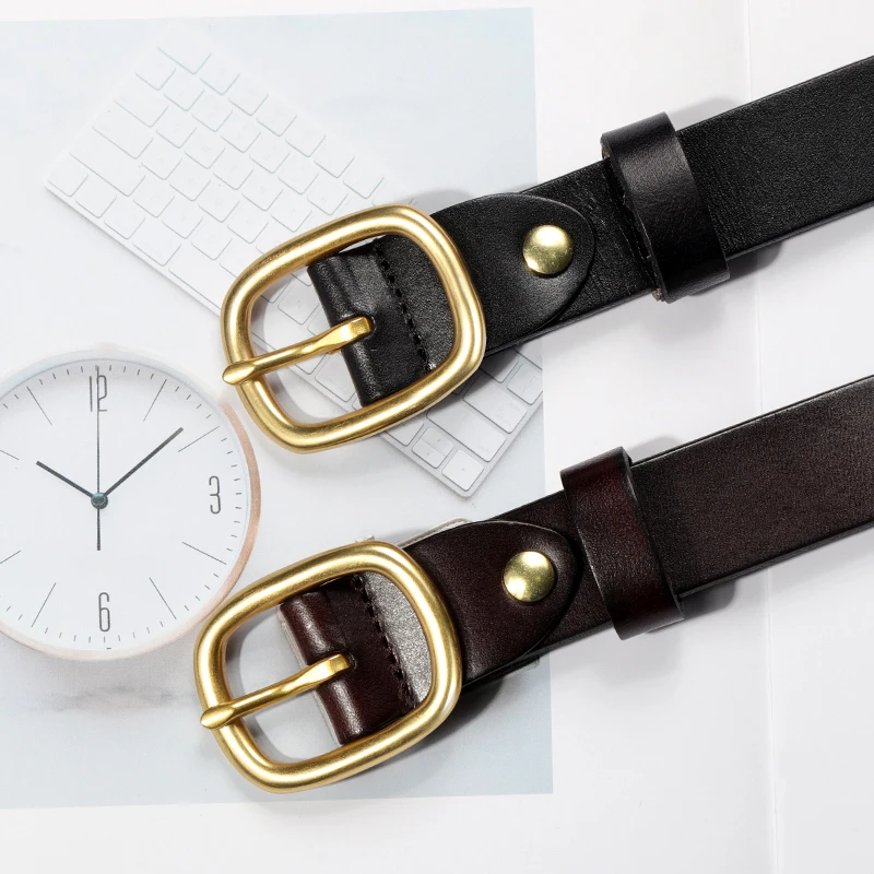 

2018 new high quality belt head layer cowhide contracted joker leather belt leisure fashion decoration Chesapeake jeans tide