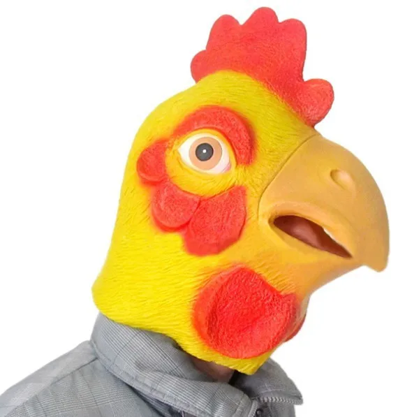 Latex Rubber Chicken Head Mask Party Halloween Costume Theater Prop