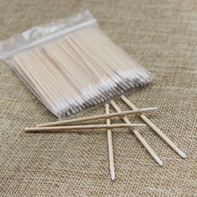 100 шт./лот, заостренная деревянная хлопковая головка, тату-палочки, выделенные, чистый ватный тампон, палочка для профессионального бровей, губ, тату, красота, макияж