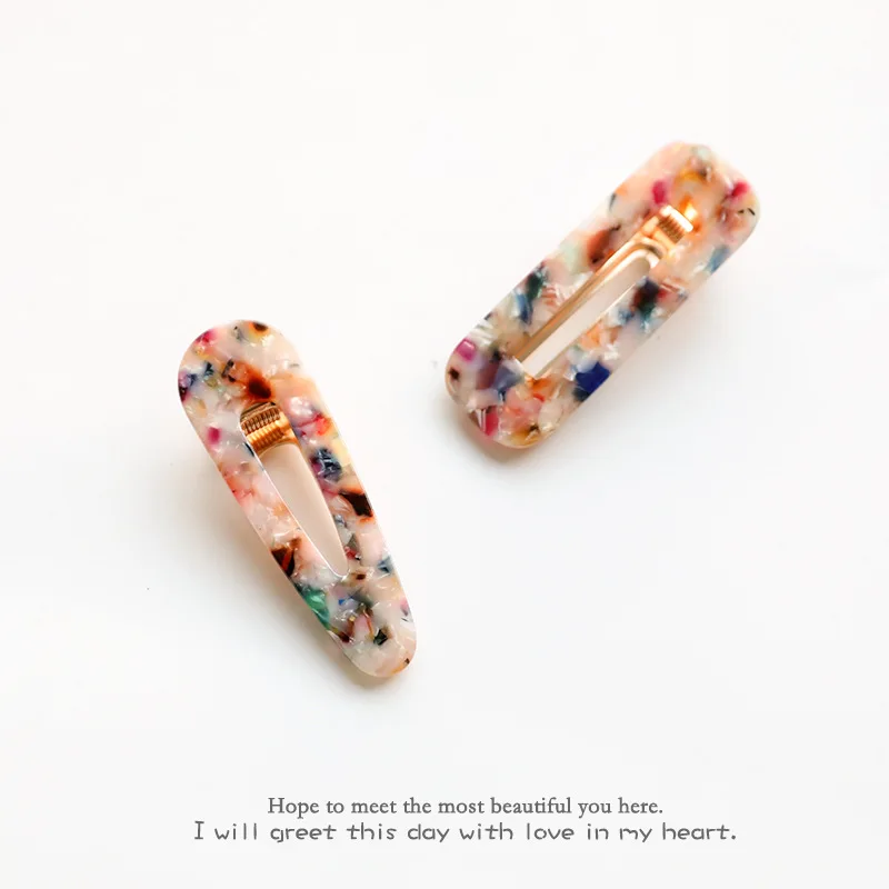 orean Style Amber Leopard Heart Shape Acrylic Hair Clips Geometric Round Triangle Hairpin Women Hair Acccessories Dropshipping