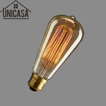 Эдисон лампы E27 Ретро лампа st64 Винтаж можно использовать энергосберегающую лампу или светодиодную лампочку), 110 В 220 Праздничные огни 40 Вт 60 Вт Светодиодная лампа накаливания для домашнего декора