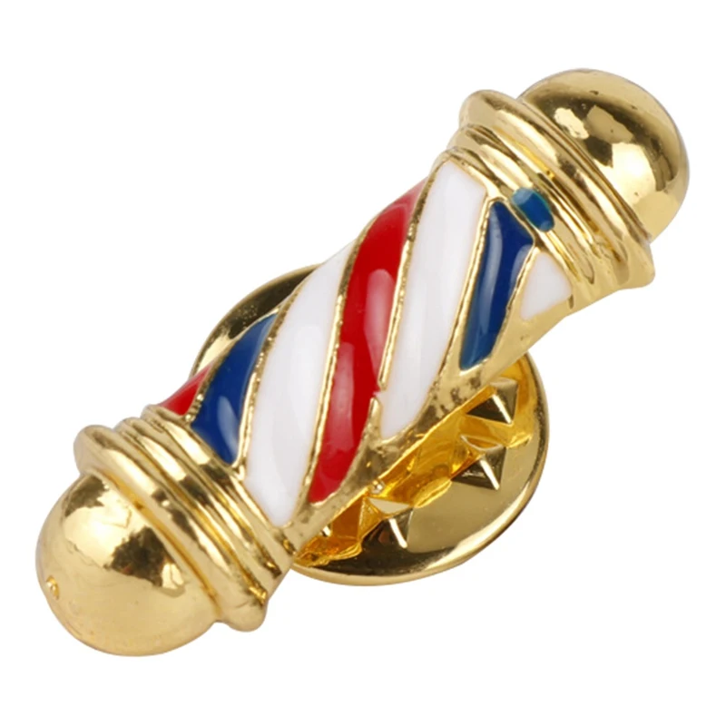 

New Hot Fashion Barber Shop Pole 3D Barber Brooch Badge Hip Hop Barber Hairdresser Gothic Brooches Pins