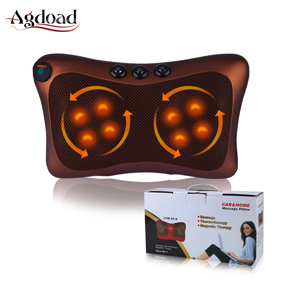 Goedkoop Nek Massage Apparaat Terug Schouder Warmte Shiatsu Roller Kneden Verwarming Massager Kussen voor Home Auto Gebruik (EU Plug)