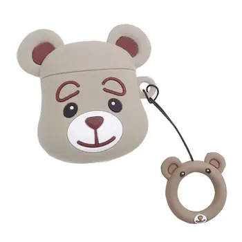 

Fashion Cute Bear Soft Silicone Protective Cover Shockproof Case Skin With Lanyard for Airpods 1/2 Charging Box