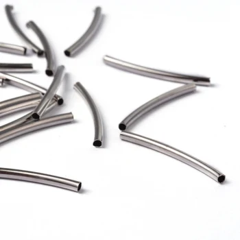 

100pcs brass curved tube beads jewelry making nickel free Metal color,about 2mm in diameter, 25mm long, hole: about 1mm F70