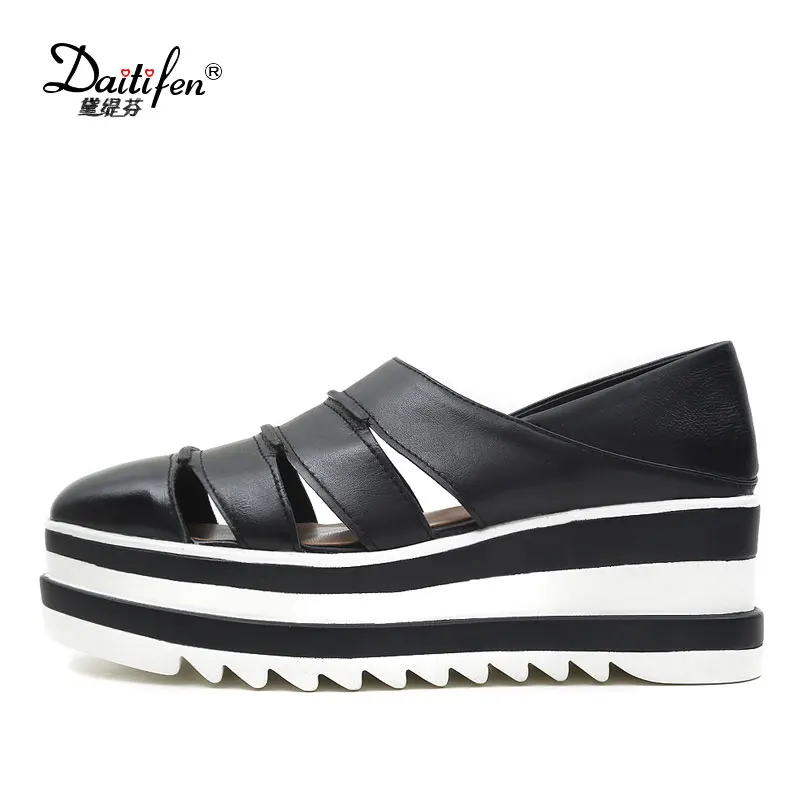 

Daitifen Summer Platforms Women Slippers Cut-Out Woman Leather Platform Sandals Casual Wedges Sandals Platform Women Slides