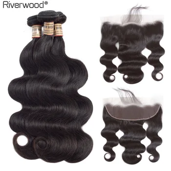 

Malaysian Body Wave Bundles With Frontal 13X4 Free Part Pre-Plucked Ear To Ear Closure With Body Wave Bundles Hair NonRemy Weave