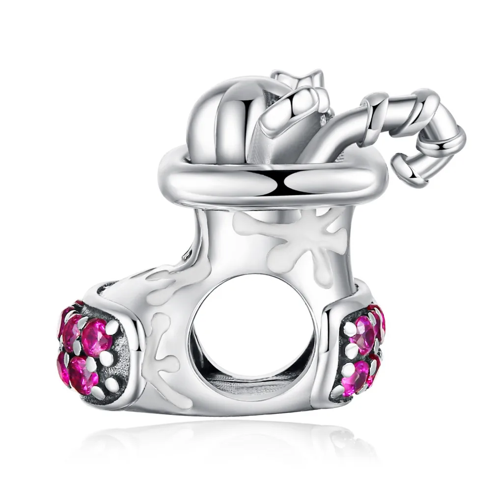 JewelryPalace Винтаж искусственные Рубины красной эмалью Рождество носок бусины Шарм