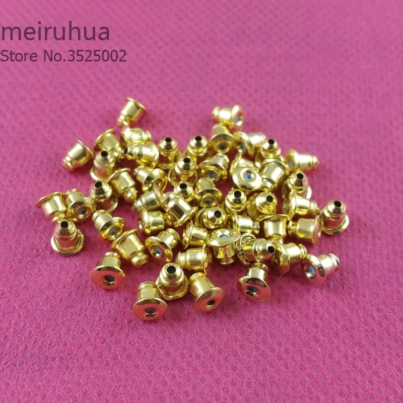 200pcs/lot Gold/Silver Color Metal Bullet Earring Back Plugging Blocked Rubber DIY Earrings Jewelry Making Accessories | Украшения и