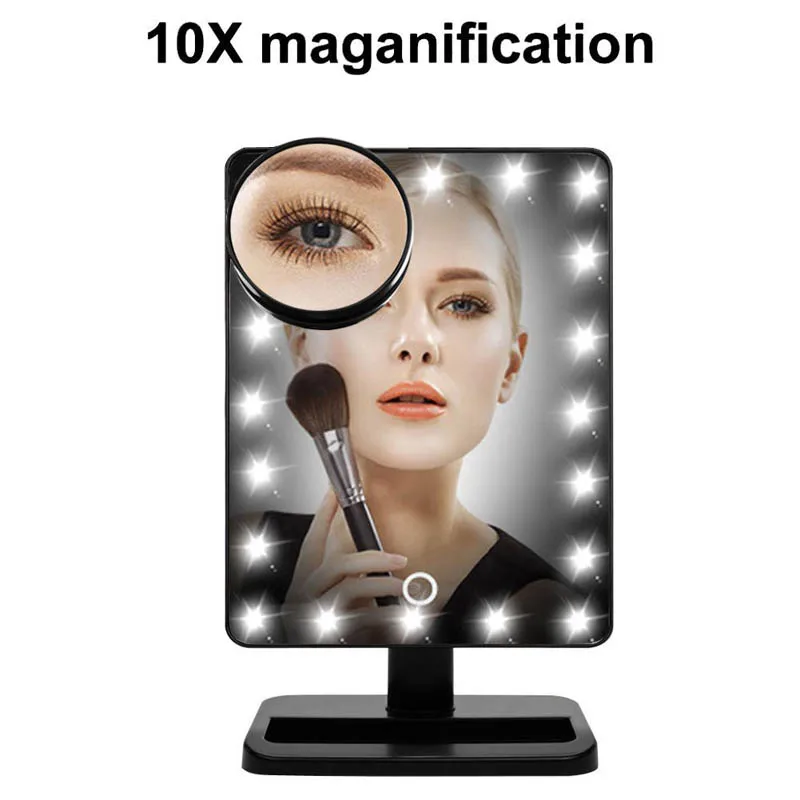 

Hot Sale 20 LED Lights Makeup Cosmetic Mirror 180 Degree Rotate Mirrors with Removable 10x Magnifying Mirrors