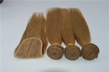 Malaysian Virgin Hair Blonde Straight 3 Bundles With Lace Closure Honey Blonde Bundles Wet And Wavy Weave With Closure