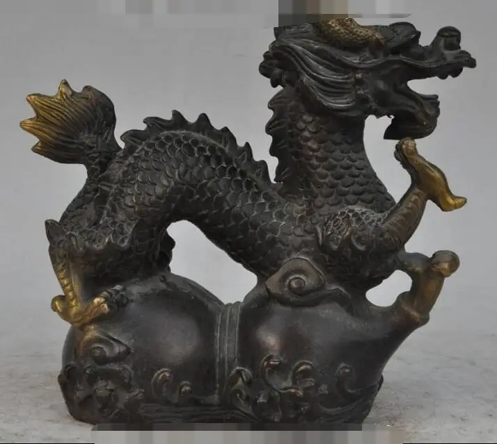 

S01303 7"chinese fengshui bronze animal zodiac dragon beast gourd Calabash lucky statue B0403