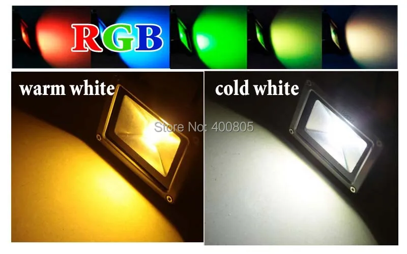 IP65 RGB Светодиодный прожектор пульт дистанционного управления мощностью 10 Вт, 20 Вт, 30 Вт, 50 Вт AC85-265V Водонепроницаемый Открытый Светодиодный отражатель для наружного освещения