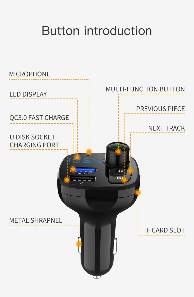 JINSERTA, fm-передатчик, модулятор, Bluetooth, гарнитура, автомобильный комплект, аудио, MP3 плеер, быстрая зарядка, 3,0, двойной USB, автомобильное зарядное устройство, TF Play