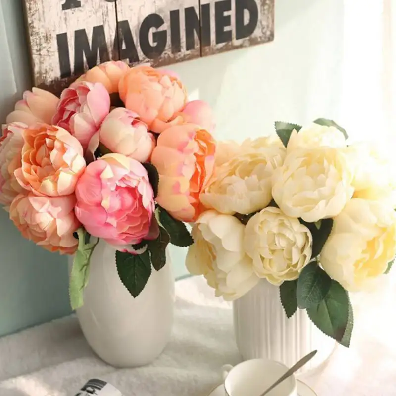 

6pcs/bunch of peony flowers artificial flowers artificial flowers blooming fake flowers home office wedding decoration supplies