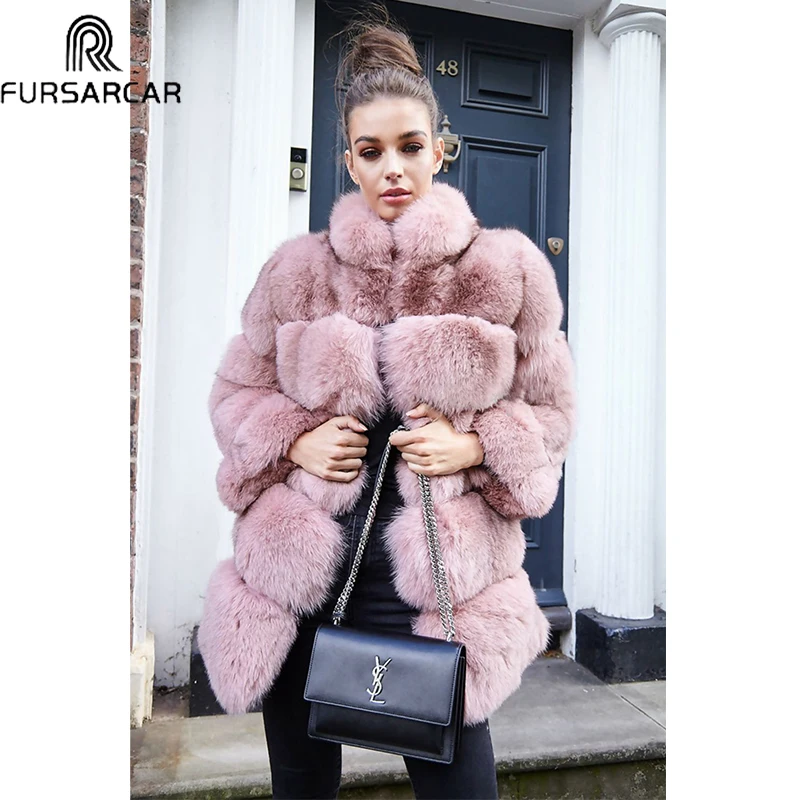 

Fashion Fox Fur Coats Waistcoat Women's Winter Down Fur Luxurious Real Fox Fur Jacket Thick Natural Fox Fur Coat With Fur Collar