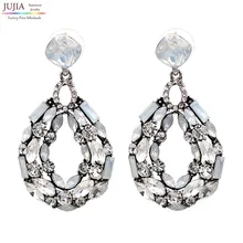 Хорошее качество нового Для женщин серьги белого Стекло сладкий металла с драгоценными камнями Стад Хрустальные Серьги для женщин девочек