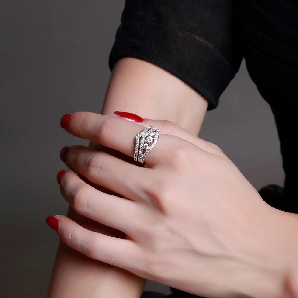 DreamCarnival 1989 Deluxe Stacking Ring 2 pieces set Hot sell High grade Lover rings Gift for Valentine Love jewelry SJS19499