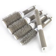5pcs Different Sizes Gray Hairdressing Brush Tool Comb Round Barrel Curling Rubber Brush Comb Professional Barber Salon Supplies