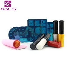 KADS Ногтей штамп указан Nail Art Трафареты Штамповка Template+ лак для ногтей+ Стампер Скребок Набор Инструментов Nail Art Шаблона