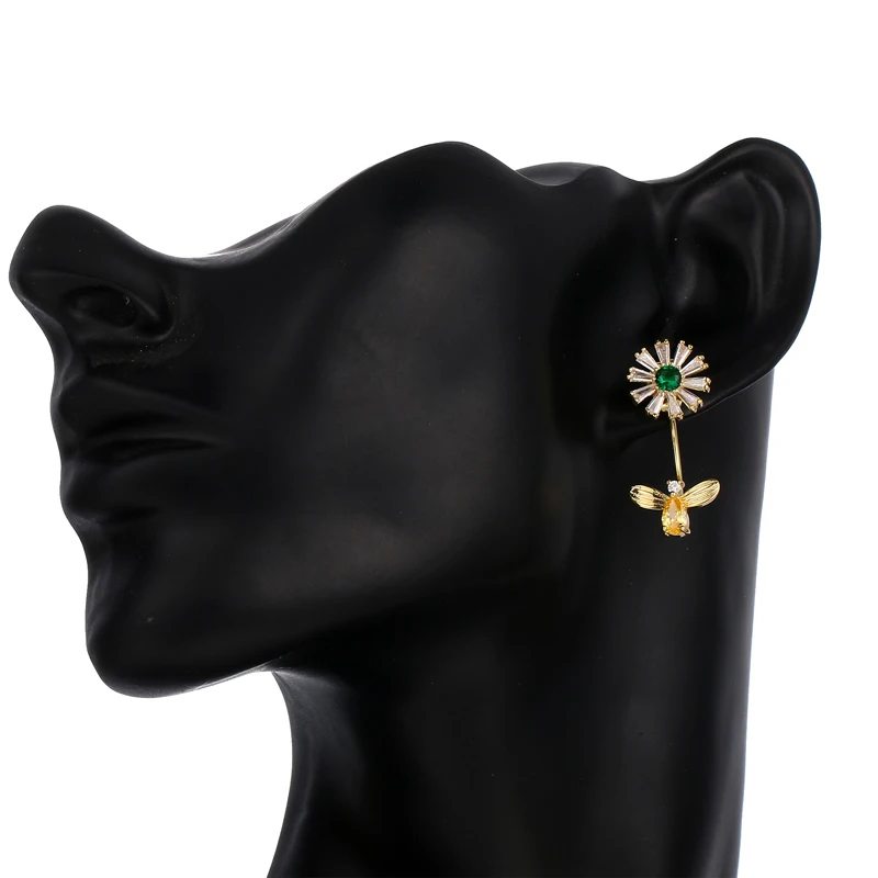 Emmaya модный бренд Сияющий Цветок AAA кубический циркон серьги в форме хризантемы для женщин Свадебные витиеватые ювелирные изделия на день рождения вечерние подарок