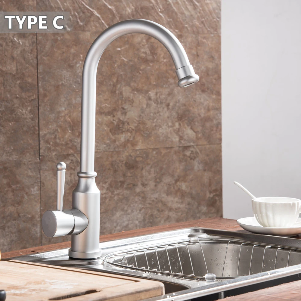 Mixer Hot And Cold Water Classic Kitchen Sink Faucet Space Aluminum Brushed Process Swivel Basin Faucet 360 Degree Rotation Mci5
