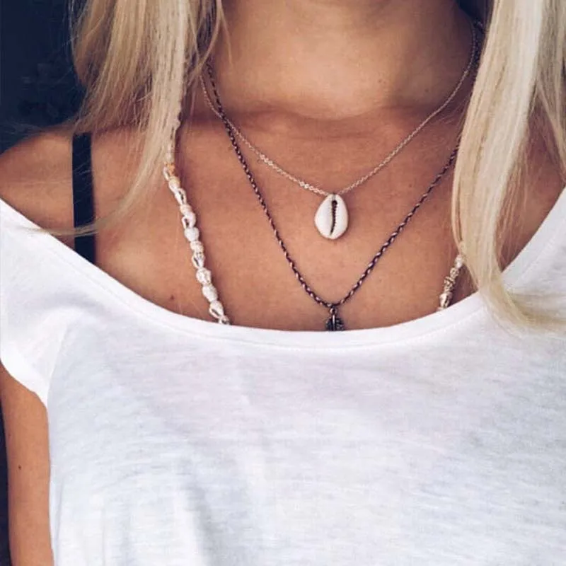 

Bohemian Cowrie Conch Shell Pendant Necklace for Women Fashion Ocean Sea Beach Necklaces Boho Shell Jewelry Long Necklace