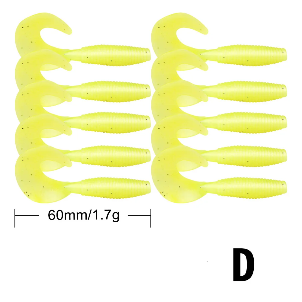Мягкие приманки Peche 10 шт., мягкие приманки, мягкие приманки для рыбалки, воблеры, силиконовый червь, джиг, головка для рыбалки, искусственные приманки Isca Pesca 1,6 г - Цвет: D