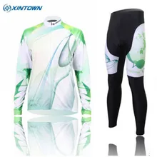 Xintown Женская зеленый свет с длинным рукавом Велоспорт полиэстер+ Coolmax Джерси+(BIB) штаны комплект одежда Костюмы Размеры S-XXXL