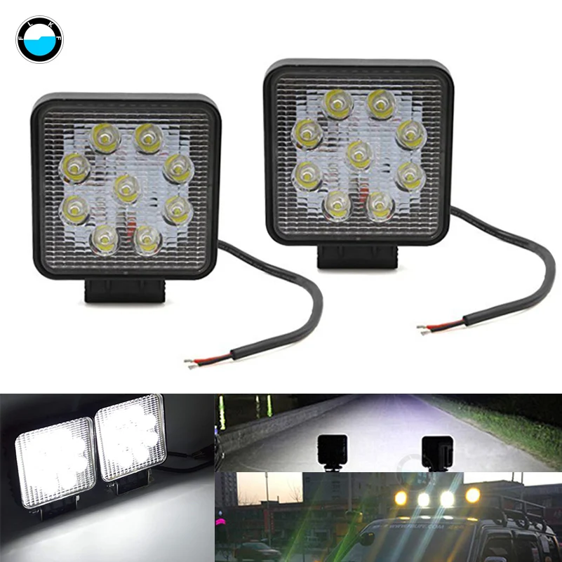 

2pcs car 27w Spot LED Car Work Light Bar Tractor Lights Truck Headlights For 4x4 car Trucks ATV 4WD Tractor led offroad lights