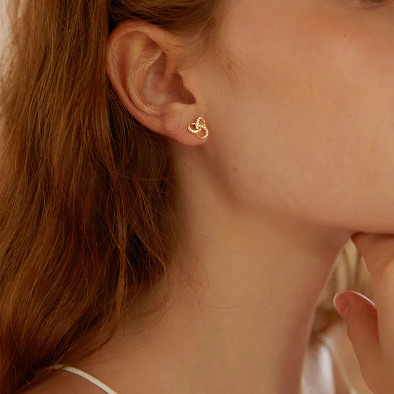 

Silvology 925 Sterling Silver Zircon Circle Cycle Twine Earrings Creative Design Fashionable Female Stud Earrings Chic Jewelry