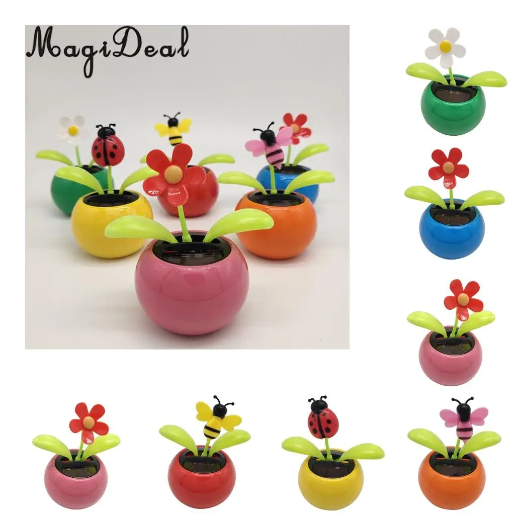 Solar Powered Insect Flower Sunflower Dancing Swing Doll   Toy Home Decor Car Ornament Flowerpot Figure Gifts