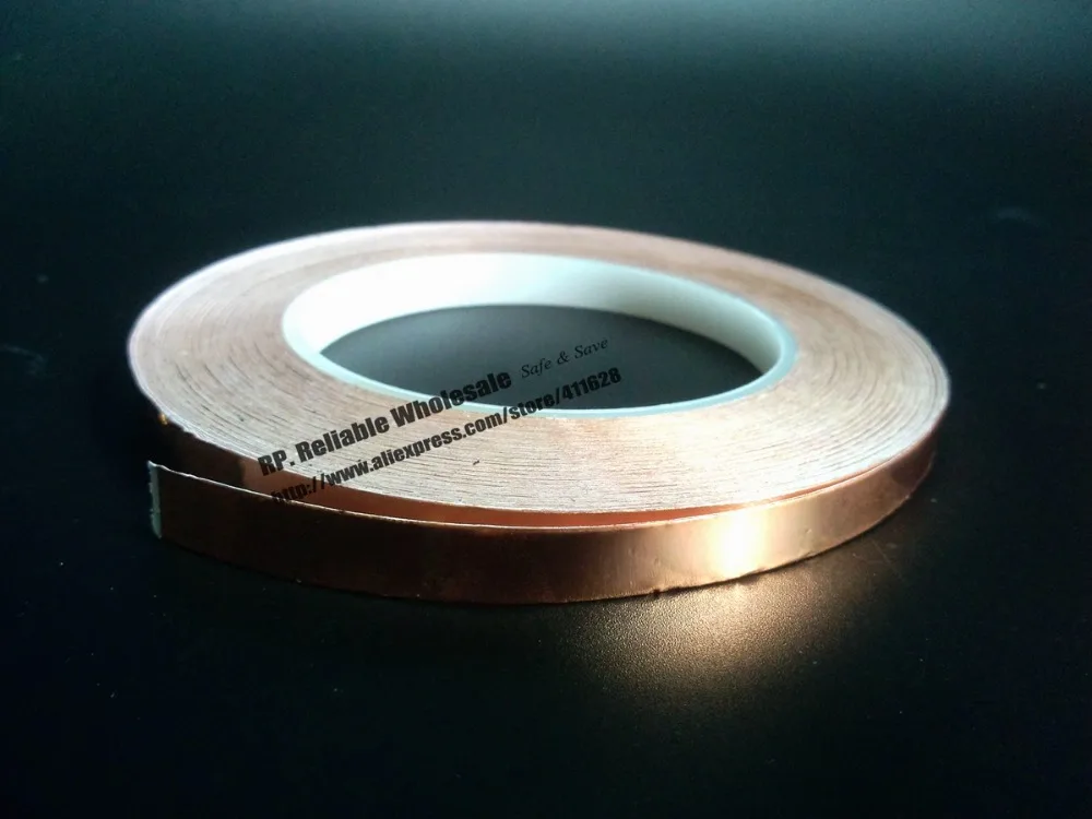 1 Roll 6mm*30M*0.06mm Adhesive Single Electric Conduct Copper Foil Tape