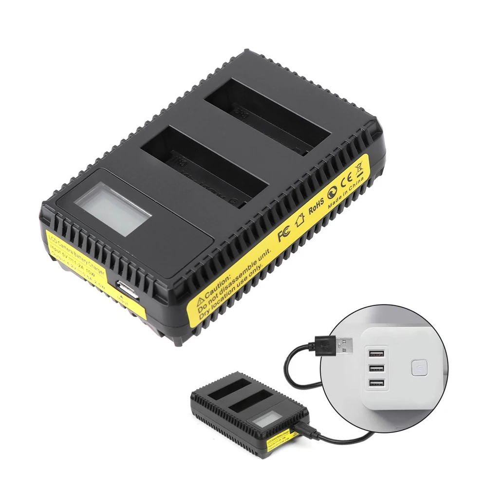 

LCD Display Dual Port Battery Charger For GoPro Hero 7 6 5 Black Go Pro 7 6 5 Action Camera Accessory Set With Charging Cable
