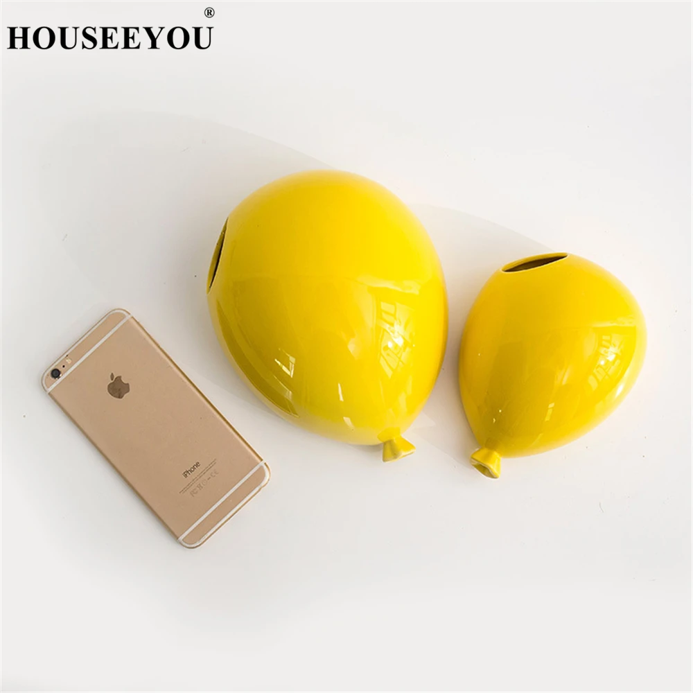 Creative Colorful Ceramic Balloon Wall Hanging Flower Pot Flowerpot Children Kids Room Flower Vase Home Office Wall Decoration 5