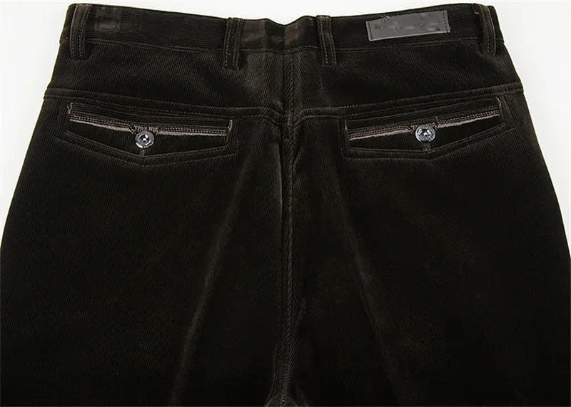 Зимние мужские вельветовые брюки плюс бархатные толстые секции с высокой талией свободные стрейч вельвет повседневные брюки теплые