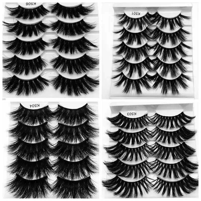 

2019 NEW 5Pairs 3D Mink Hair False Eyelashes criss-cross Wispy Cross Fluffy 25mm Eyelashes Extension Handmade Eye Makeup Tools