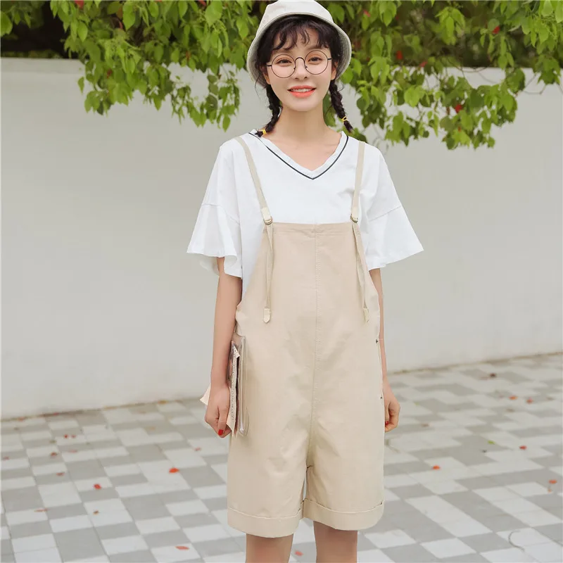 Women's Summer Office Beach Harajuku Ulzzang New Summer Clear Wide Leg Bib Dress Female Cute Korean Kawaii Dresses For Women