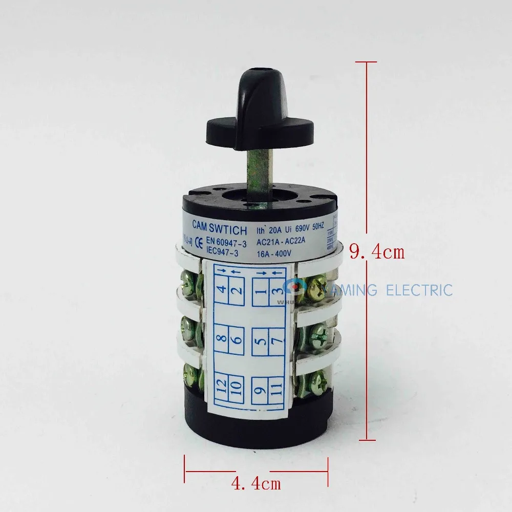 Motor reversing switch on/off/on 20A 3 pole use for tire changer machine  rotary combination changeover cam switch-in Switches from Lights & Lighting  on ...
