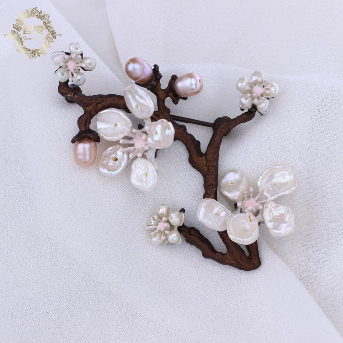 Amybaby винтажная вишневая расцветка, бронзовое ожерелье из пресноводного жемчуга, брошь, серьги, браслет, ювелирные наборы