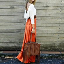 Элегантная длинная юбка, стильные женские пастельные плиссированные вискозные макси юбки в пол, винтажные женские прочные юбки Saias