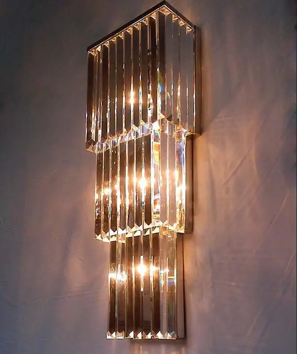 

Can be customized high-grade crystal wall lamp triangle high-grade villa lamp stainless steel hotel engineering lamp FG840
