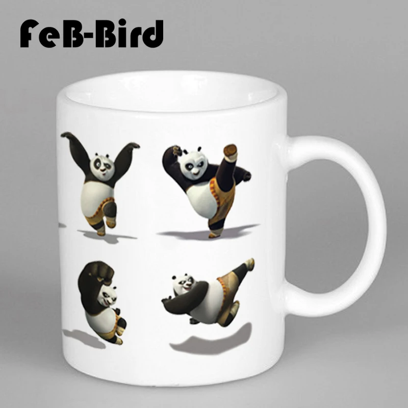 New Year Gifts For Children Kung Fu Moves Printing Coffee Mugs and Cups With Panda Emoticons Products | Дом и сад