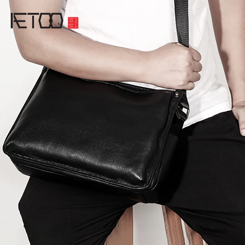 

BJYL Single shoulder bag male head layer cowhide crossbody bag fashion leather men's Tide cross section Bag
