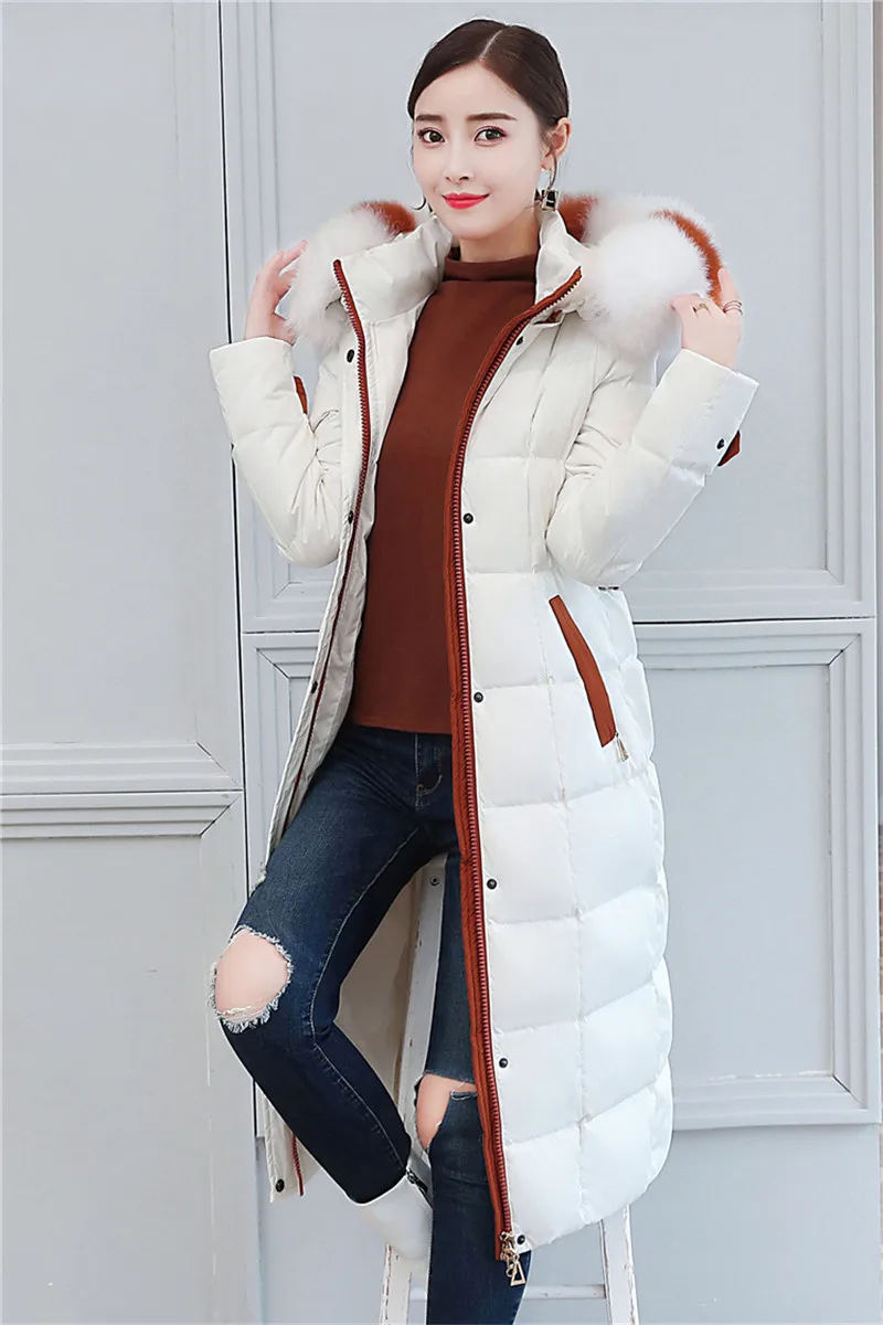 Cheap New Winter down jacket women Lengthen parka Fox big fur collar Hooded coat female Plus size Thicken high quality down coats 2199 11