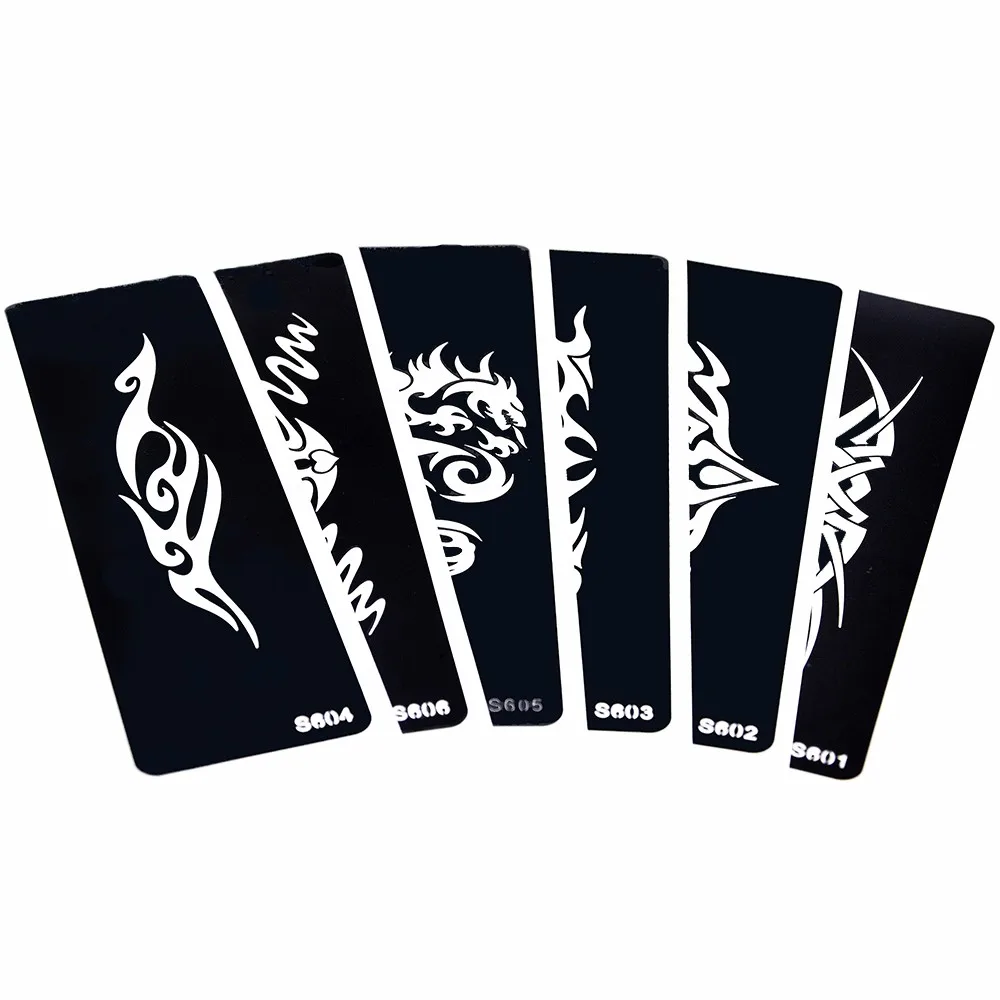 6 Sheets Small Hollow Henna Tattoo Stencil Dragon Totem Geometry Pattern Women Men Body Art Indian Mehndi Tattoo Stencil S600#01 (1 (5)
