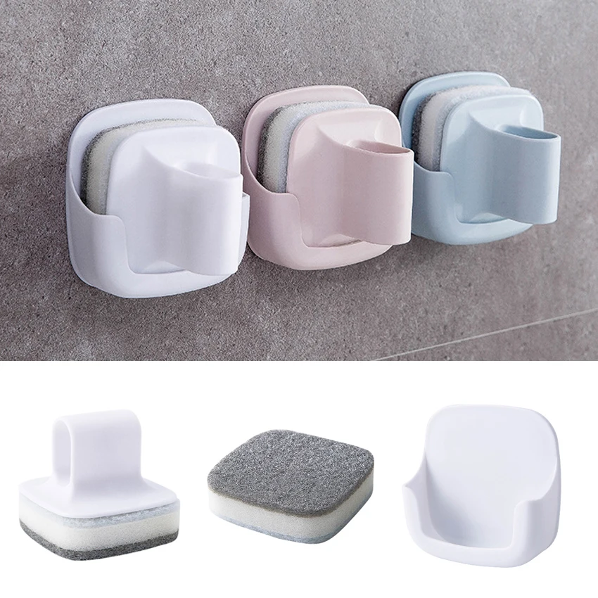 

1pc Wall-Mounted with Handle Magic Sponge Eraser Pot Kitchen Cleaning Brush Tools Dishwashing Brush Holder Rack Bath Brushes